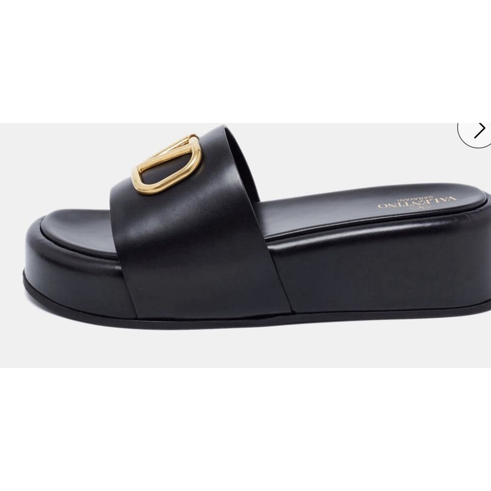 Valentino Dusty Black Leather VLogo Signature Platform Slides Size 41 Us 10.5 - Picture 15 of 15
